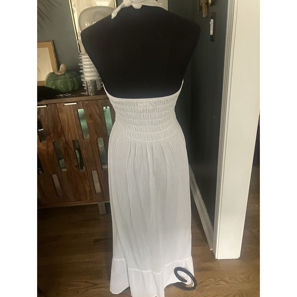Seaspice Womens Daphne Dress Size L White Halter Maxi Sheer Lace Beachy Bridal - Picture 6 of 7
